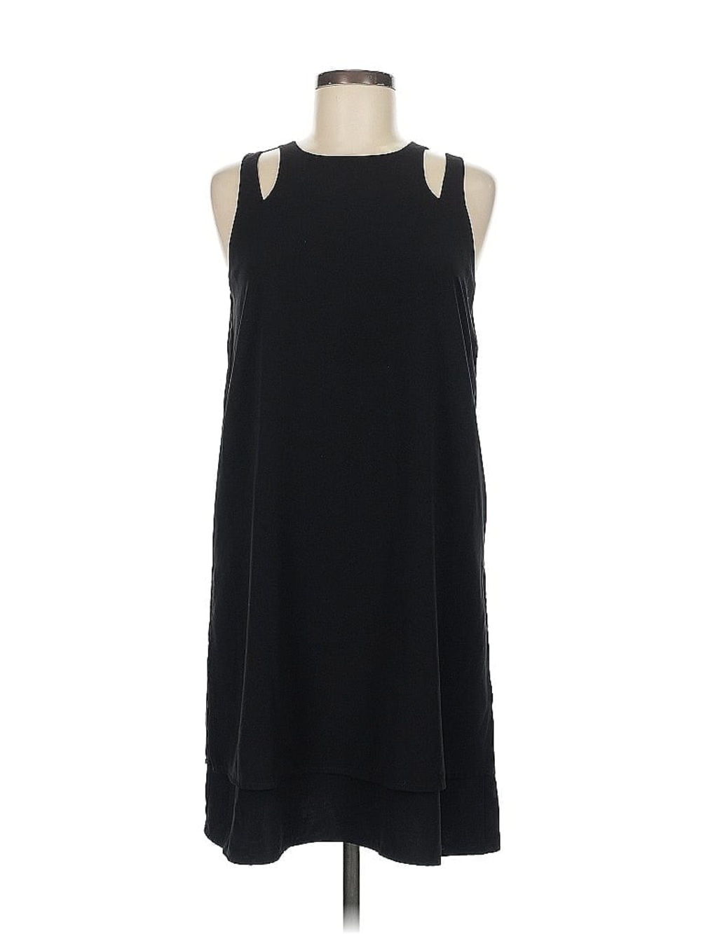 Carolina Belle Montreal Black Shoulder Cutout Layered Shift Dress Size 10